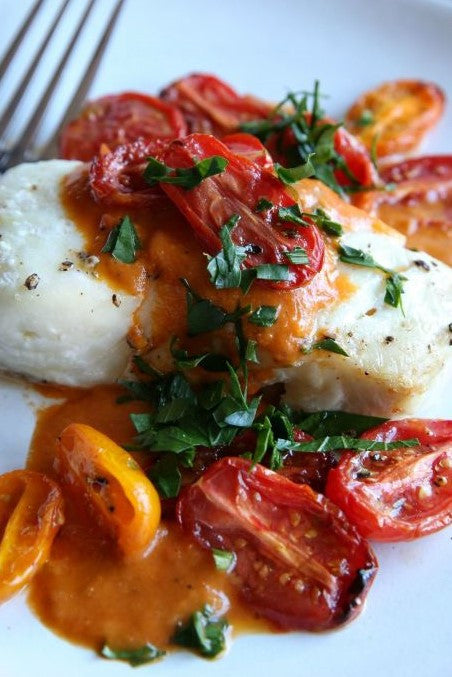 Low Carb Cod Fillet W/ Tomato Cream Sauce