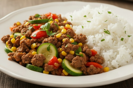 Beef & Zucchini Summer Skillet — skillet-style beef and zucchini entrée

