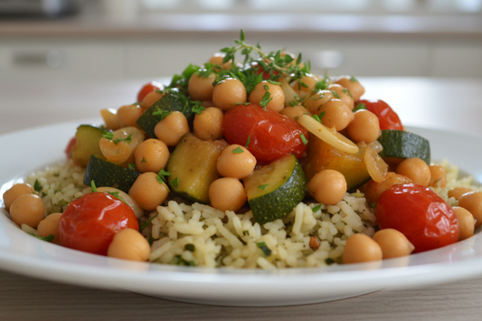 Summer Lemon-Garlic Chickpea Bowl — fresh vegetarian chickpea bowl with citrus and herbs

