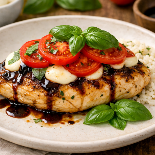 Summer Caprese Chicken — chicken with tomatoes, basil, and mozzarella

