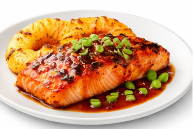 Chili-Garlic Salmon with Pineapple — spicy pineapple salmon summer dish

