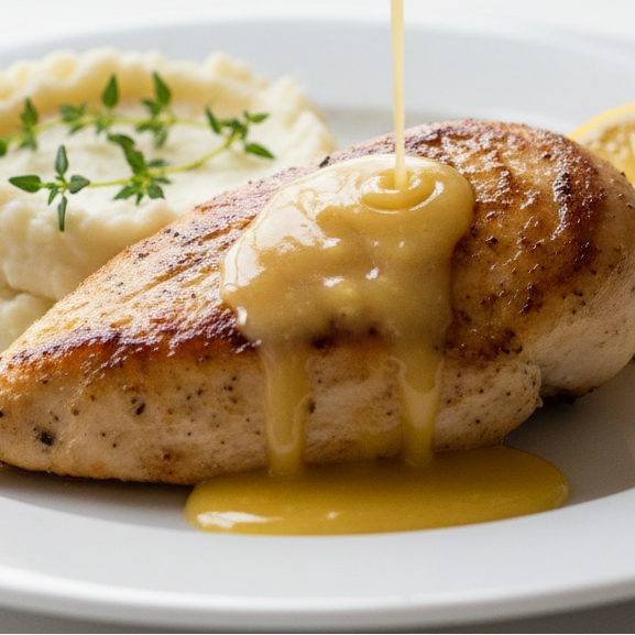 Lemon Chicken with Lemon Sauce and Cauliflower Mash