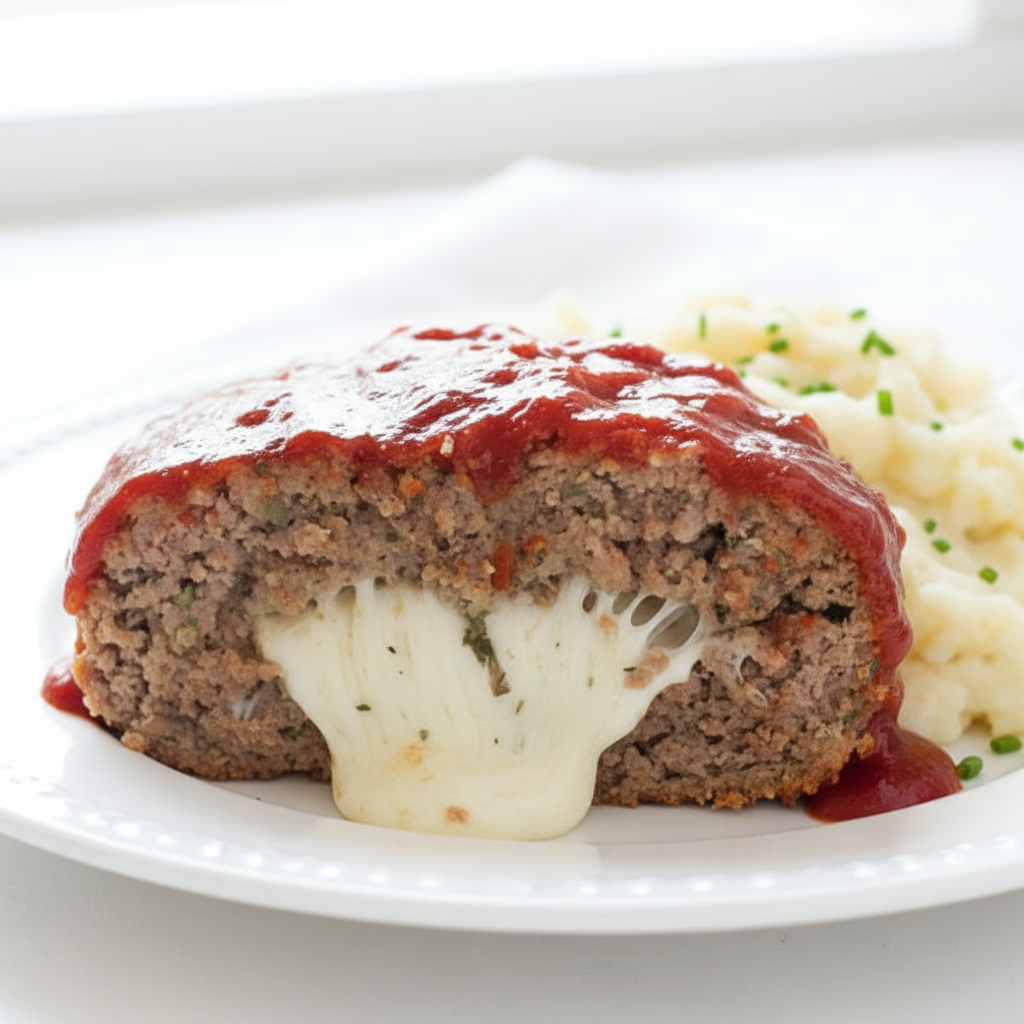 Mozzarella Stuffed Turkey Meatloaf