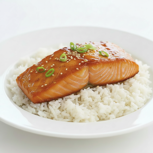 Roasted Salmon with Ginger Soy Glaze - rice only