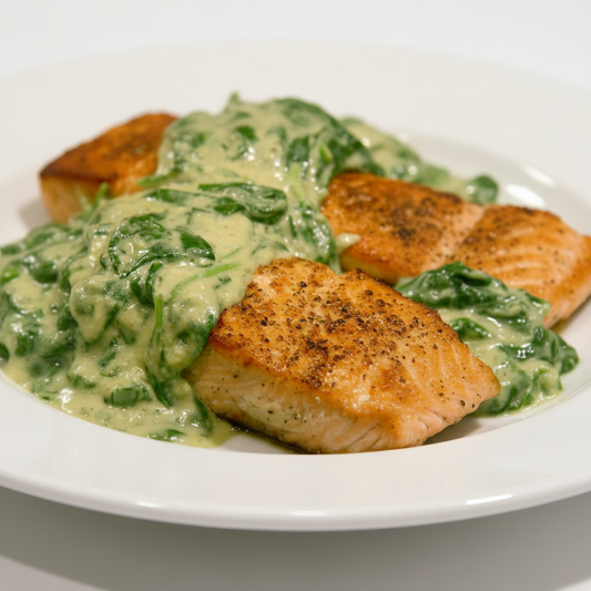 Salmon with Creamed Spinach