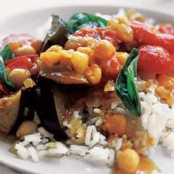 Curried Eggplant With Tomatoes and Spinach