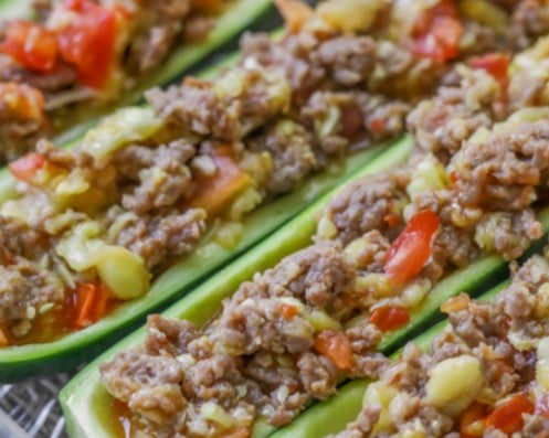Turkey stuffed zucchini boats. Healthy Meals.